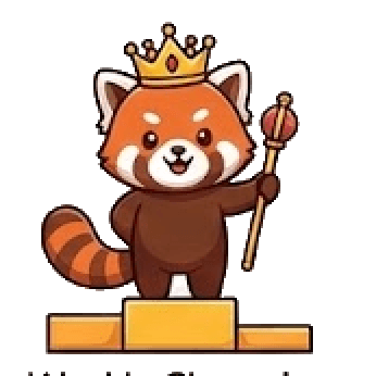 Red panda mascot cheering victory pose
