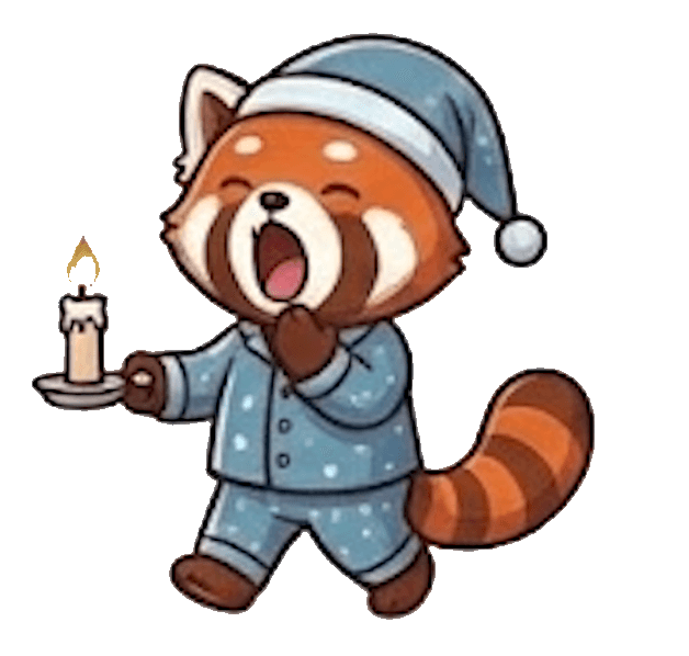 Red panda mascot with moon and stars