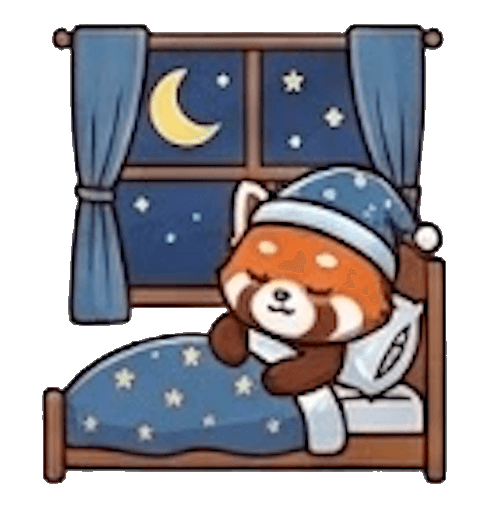 Red panda mascot in deep sleep with ZZZ