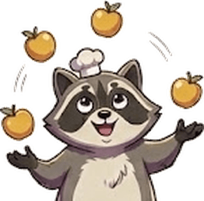 Scraps raccoon juggling recipe cards