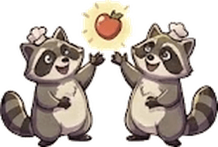 Scraps raccoon sharing a recipe