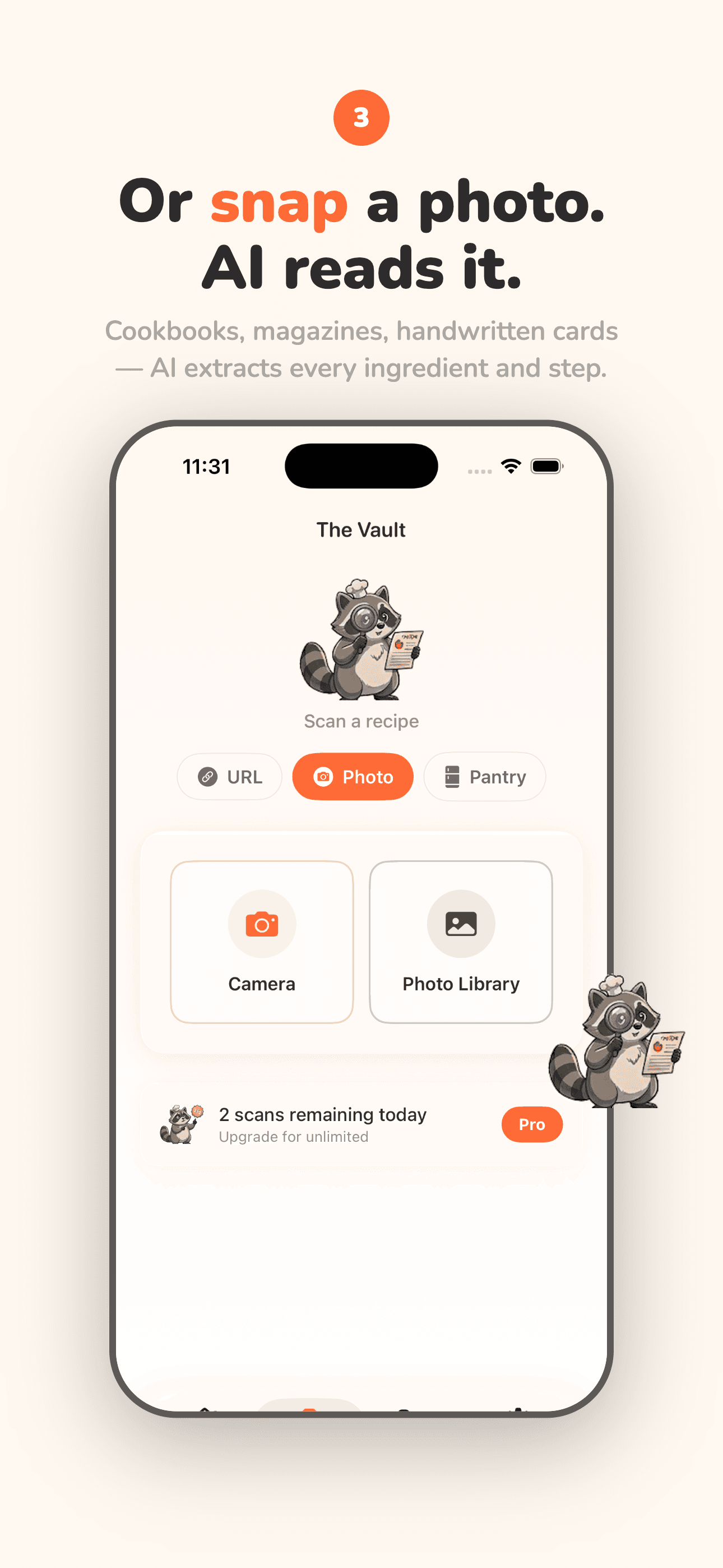 Snap a photo. AI reads handwritten recipes and cookbooks.