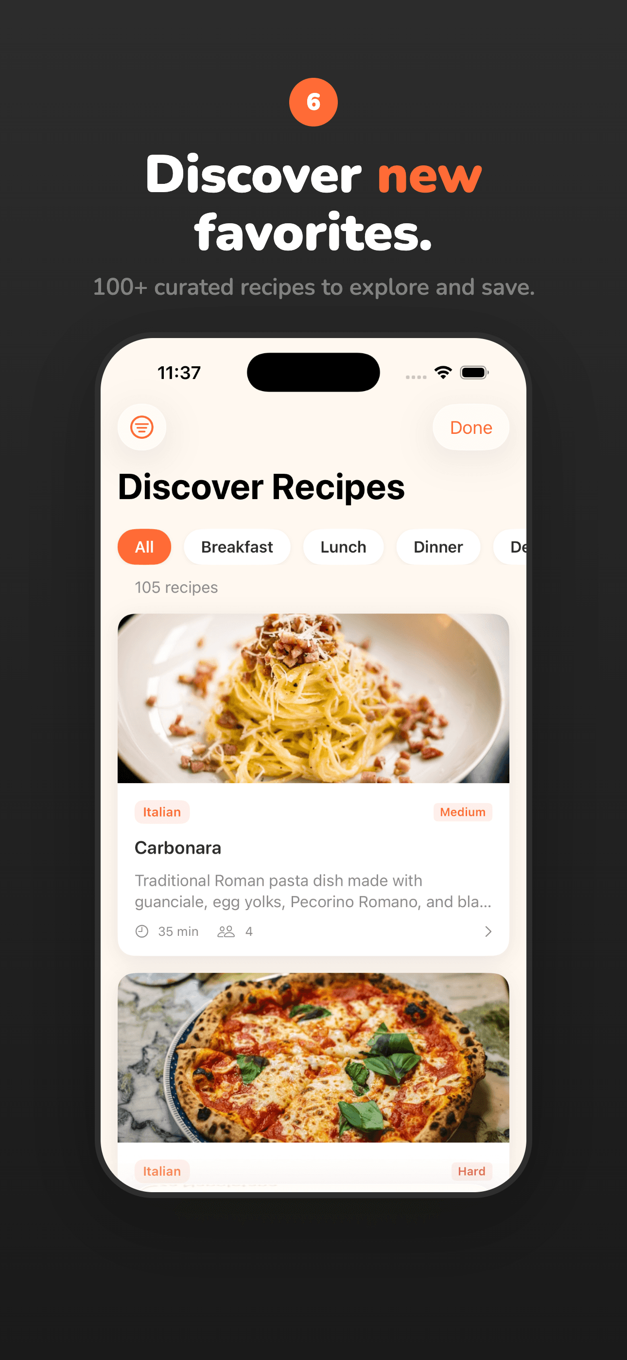 Discover new favorites. 100+ curated recipes to explore.
