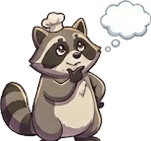 Scraps raccoon thinking about recipes